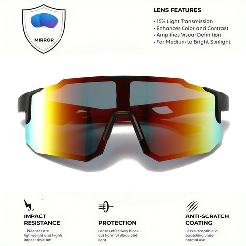 Unisex Oversized Colorful Sports Sunglasses UV400 Wraparound Design for Cycling Hiking Outdoor Activities Comfort Fit